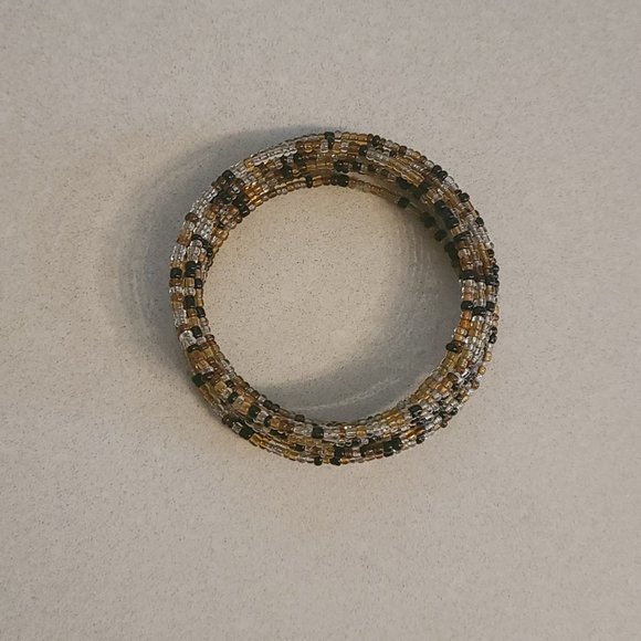 Brown Multicolored Beaded Coil Bracelet - Picture 2 of 8
